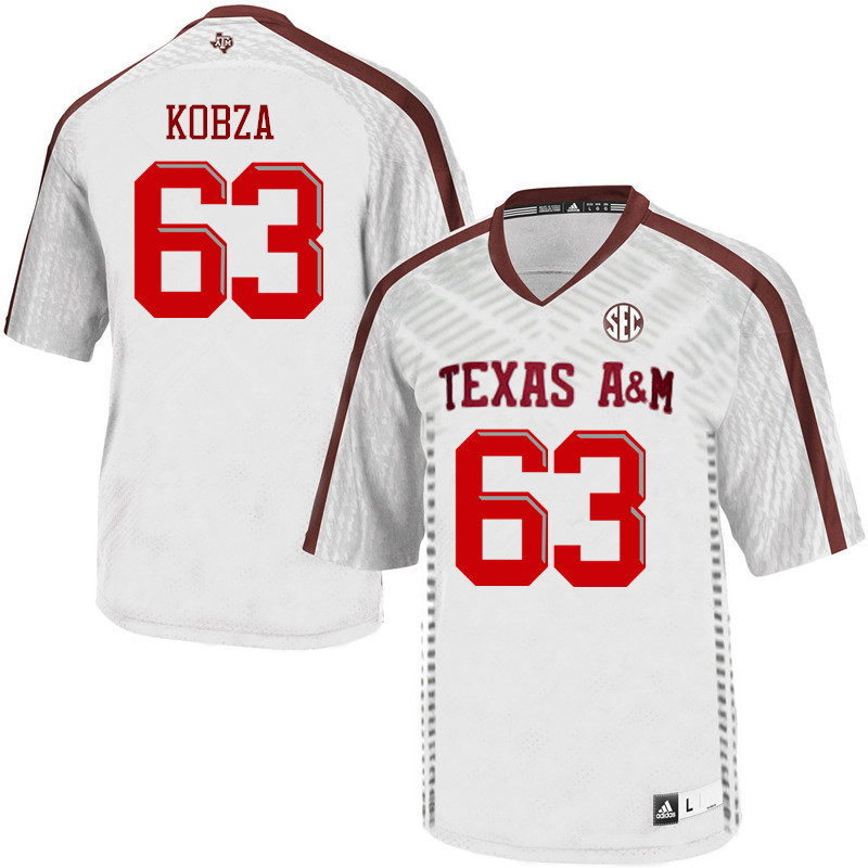 Men #63 Braedon Kobza Texas A&M Aggies College Football Jerseys Sale-White - Click Image to Close
